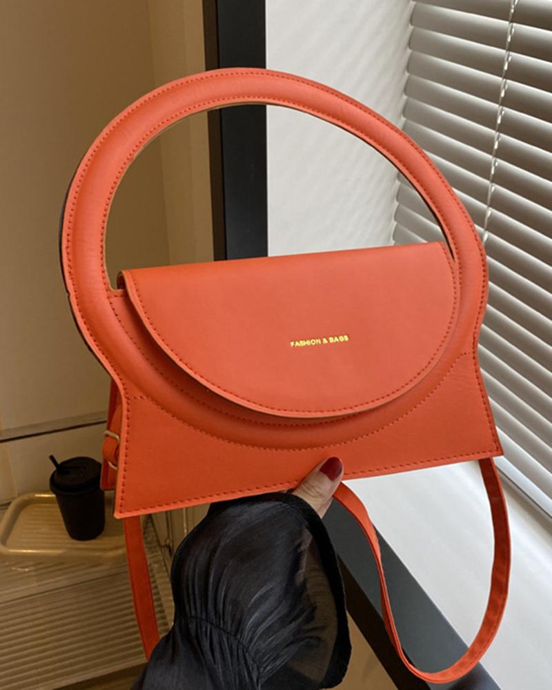 

Round Top Handle Flap Magnetic Crossbody Bag, Orange