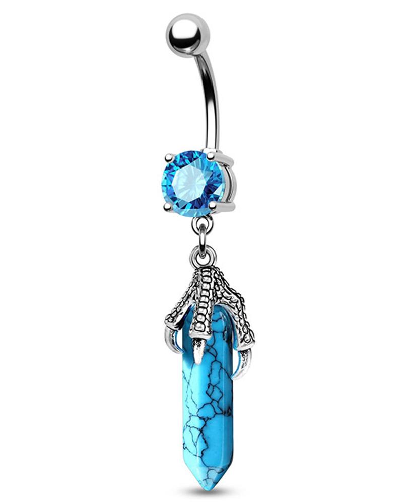 

1pc Crystal Stone Ghost Hands Hexagon Drop Belly Ring, Style4