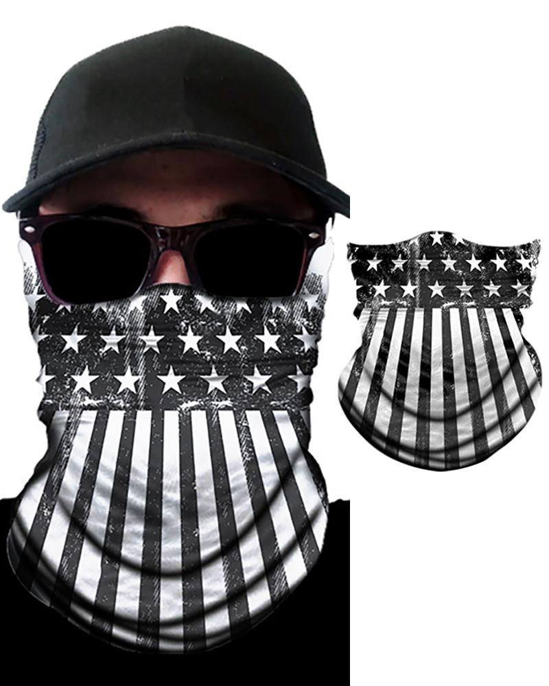 

American Flag Print Breathable Face Bandana Magic Scarf Headwrap Balaclava, Gray