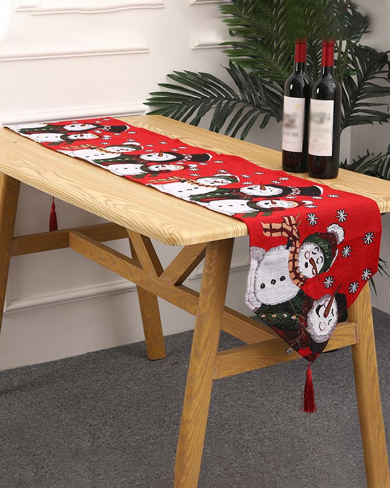 

1pc Christmas Table Runner Seasonal Winter Holiday Kitchen Dining Table Decorations Indoor Outdoor Home Party Supplies, Style1