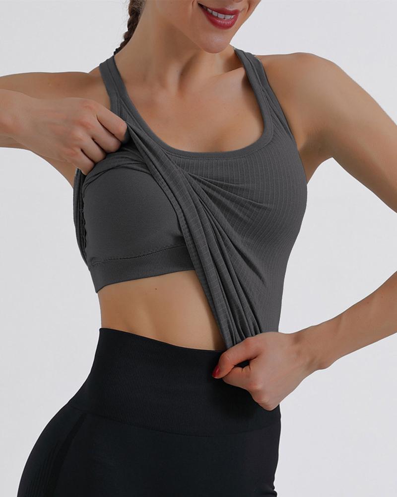 

Breathable Sleeveless Racerback Padded Active Top, Black