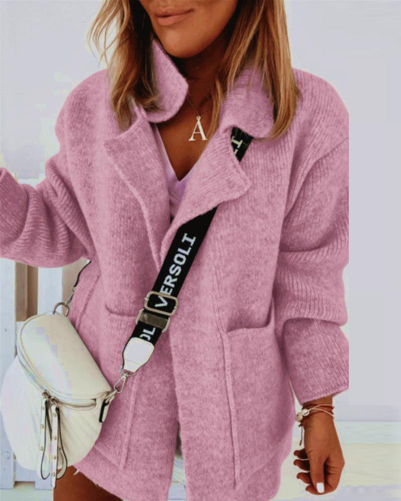 

Long Sleeve Pocket Detail Cardigan, Pink