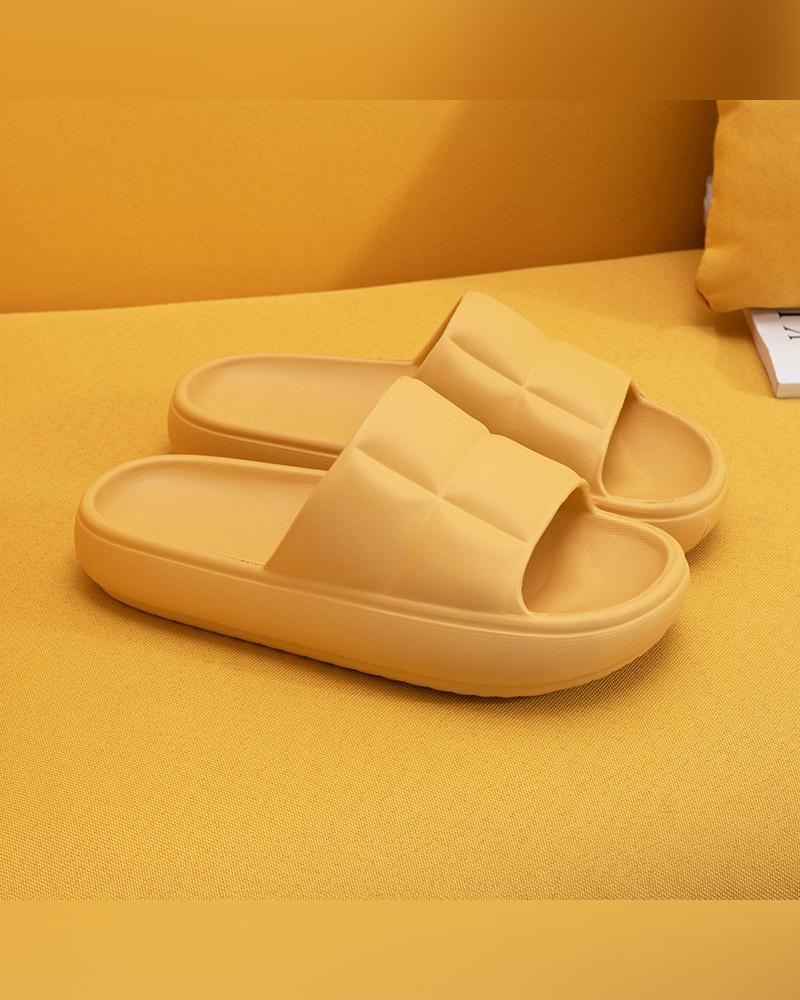 

Solid Open-toe Platform Slippers, Yellow