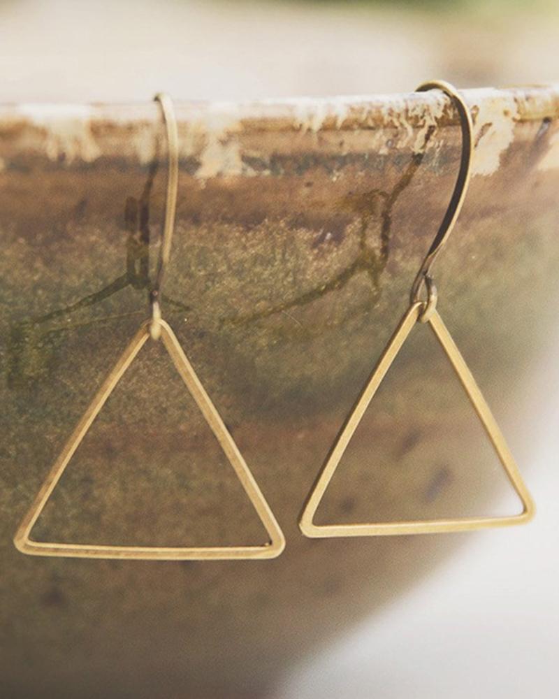 

1Pair Hollow Out Triangle-Shaped Hook Earrings, Gold