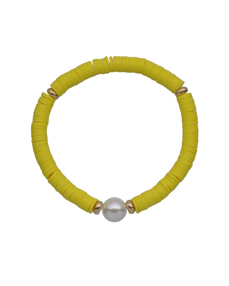 

Beaded Decor Boho Clay Bracelet, Yellow