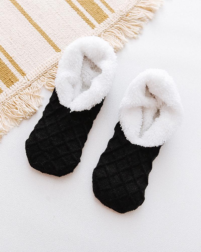 

1Pair Fuzzy Thermal Ankle Socks, Black