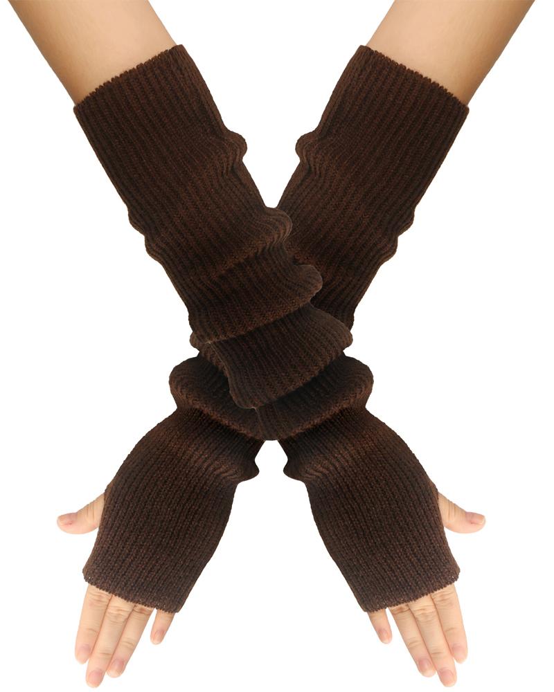 

1Pair Warm Knit Fingerless Gloves, Coffee