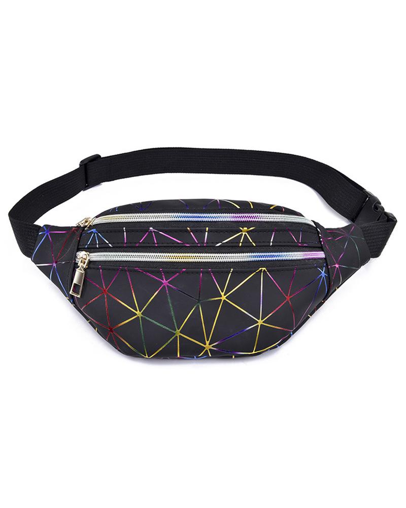 

Holographic Fashion Multi-Pockets Waterproof Large Capacity Adjustable Waist Fanny Pack Belt Bag, Black