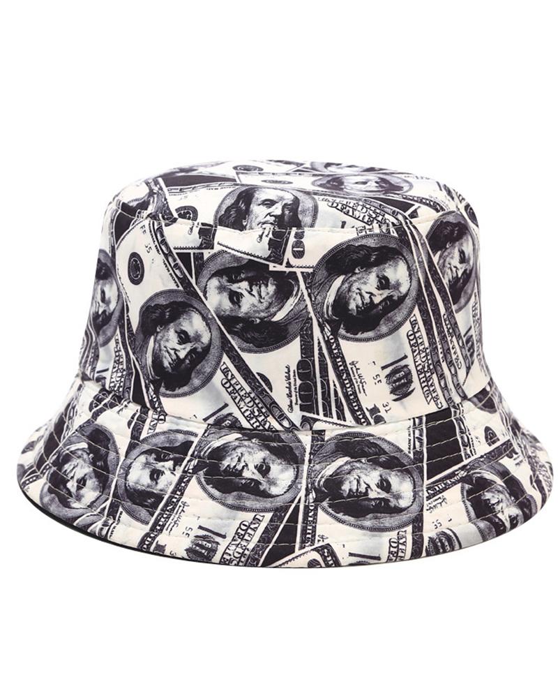 

Banknote Graffiti Print Sun-protection Fisherman's Hat, Style1