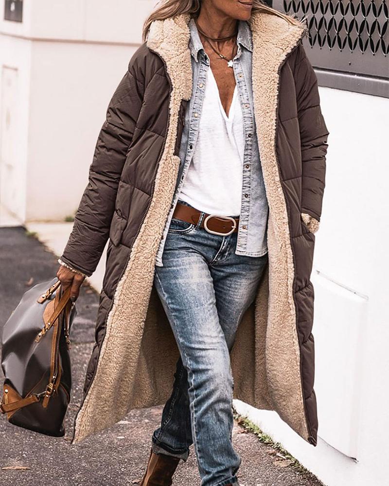 

Pocket Design Versatile Longline Thermal Puffer Coat, Coffee