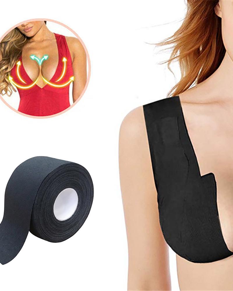 

1 Roll Comfort Sexy Seamless Bra Breast Lift Tape Body Invisible Nipple Cover Silicone Strapless Push Up Bra, Black