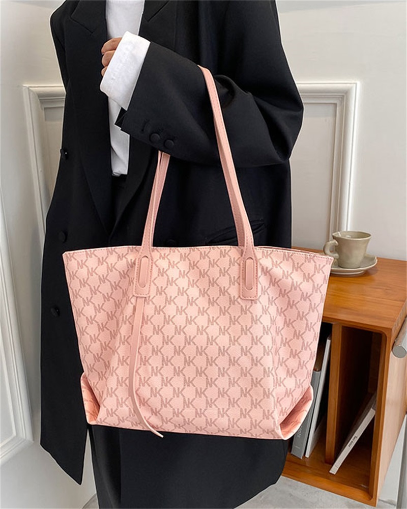 

Letter Pattern Large Capacity Tote Bag, Pink