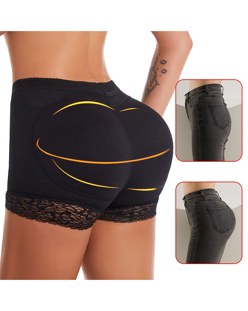 

Contrast Lace Butt Lifting Shapewear Hip Padded Panty Breathable Underwear Body Shaper, Black