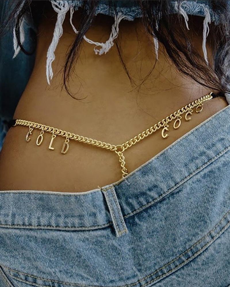 

1PCS Letter Pendant Waist Chain, Gold