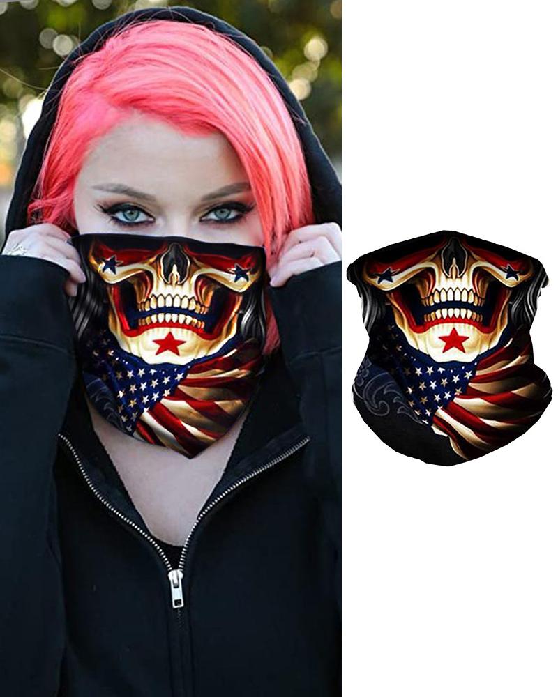 

Skull Print Breathable Face Bandana Magic Scarf Headwrap Balaclava, Black