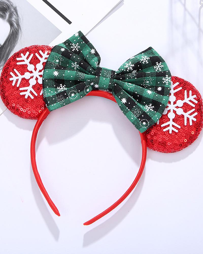 

1pc Christmas Contrast Sequin Bowknot Decor Headband, Style1