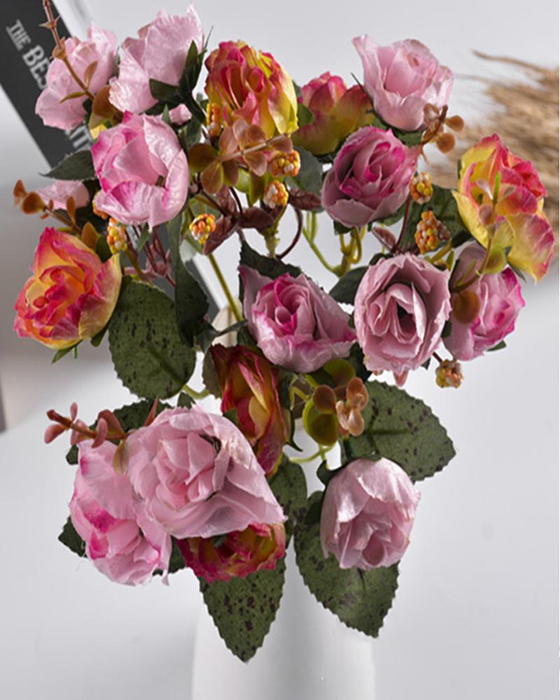 

21pcs Artificial Rose Flowers Long Stem Fake Silk Roses for DIY Wedding Bouquet Table Centerpiece Home Decor, Hot pink