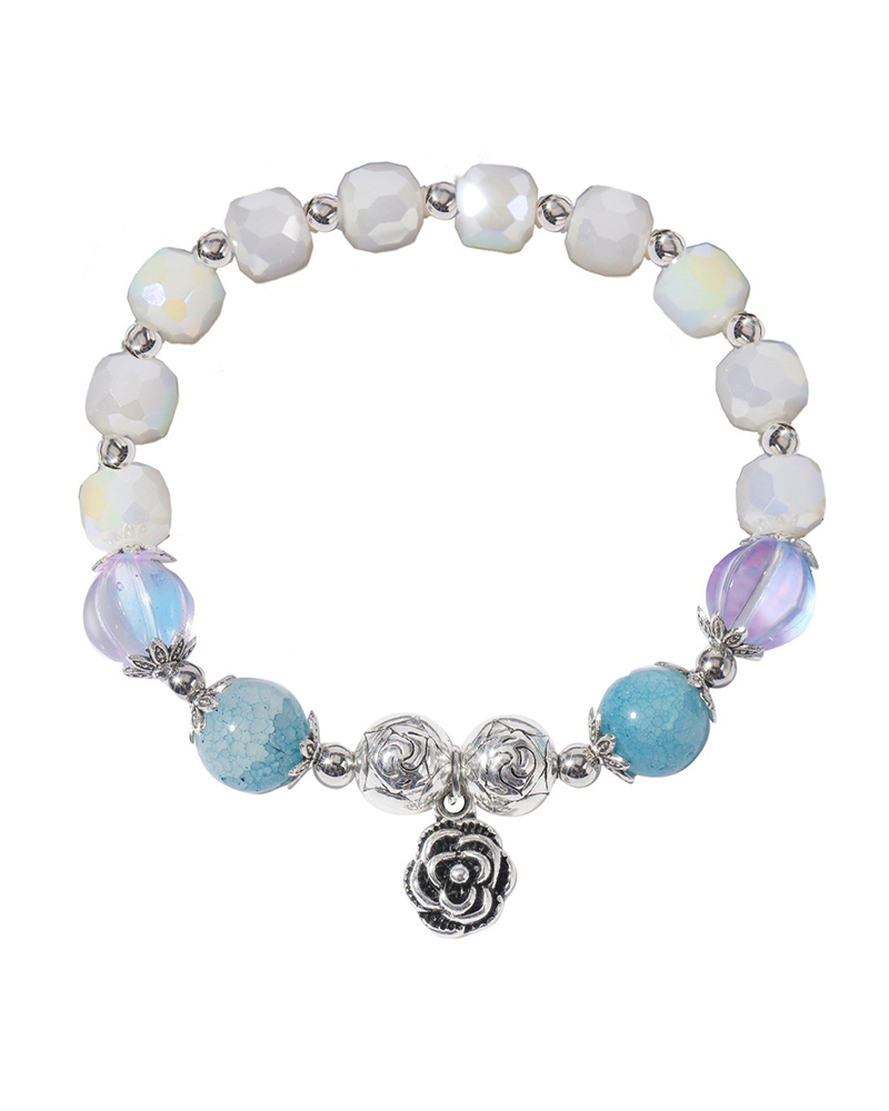 

1pcs Crystal Beaded Heart Dolphin Floral Pendant Bracelet, Style2
