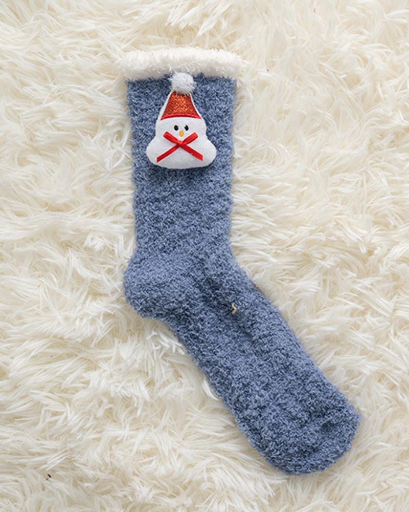 

1Pair Christmas Gift Fuzzy Thermal Socks, Blue