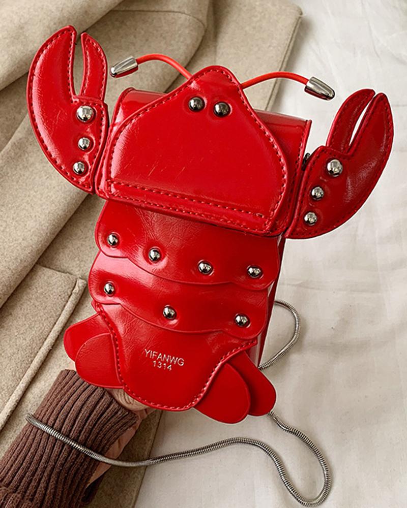 

Red Lobster-Shaped Studded Funny Fashionable Crossbody Bag
