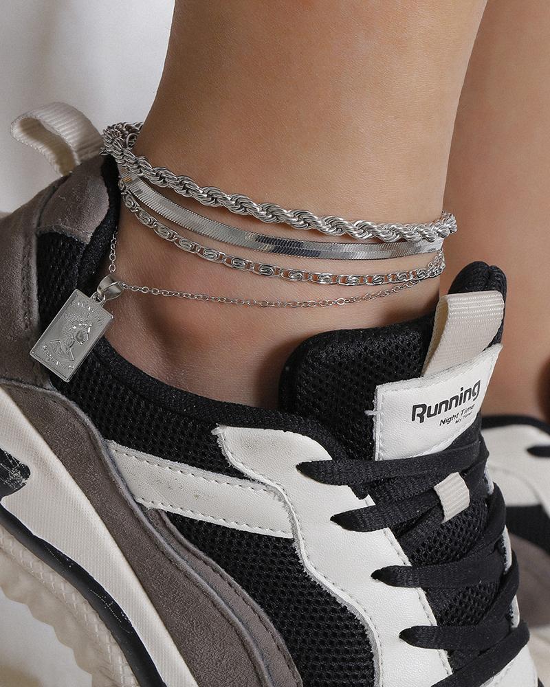 

Metal Decor Chain Aklet, Silver