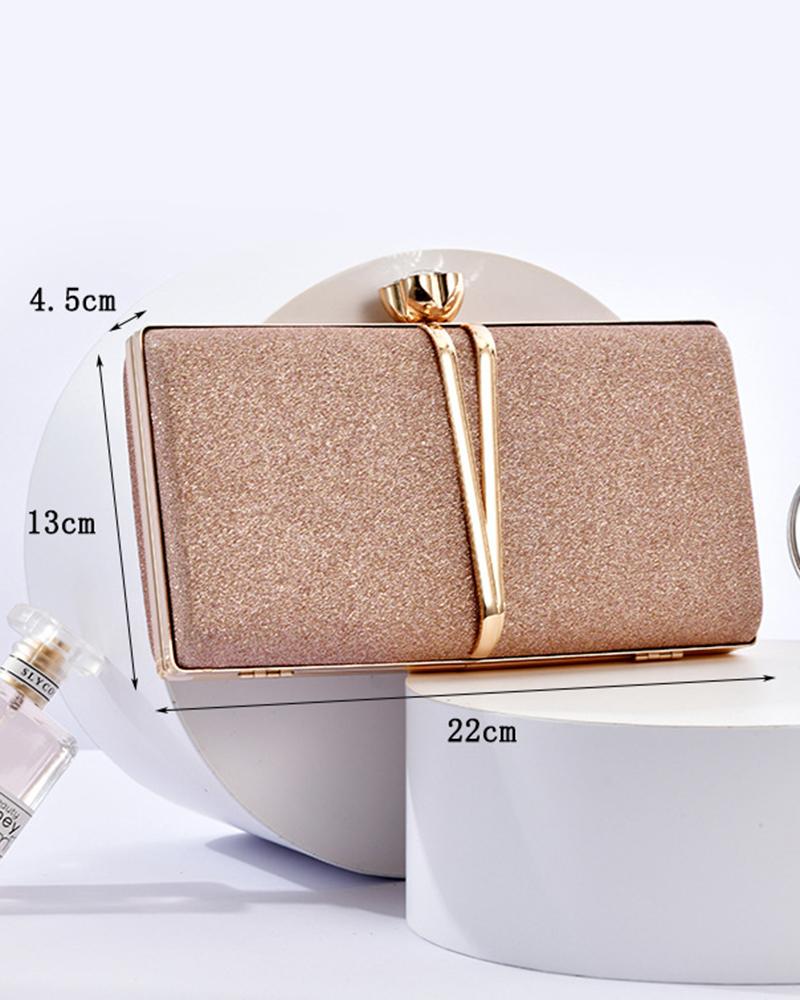 

Glitter Fashionable Evening Clutch Bag, Champagne