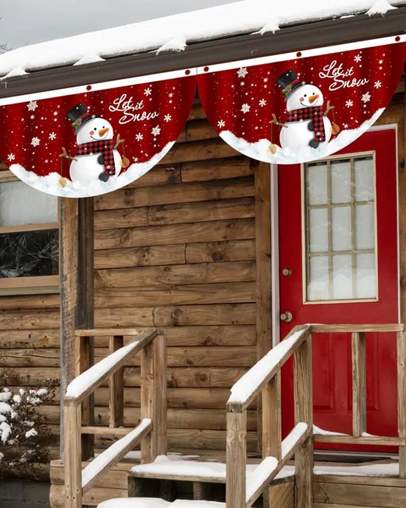 

Christmas Outdoor Ornaments Graphic Scallop Hanging Flag Decorations Set, Style1