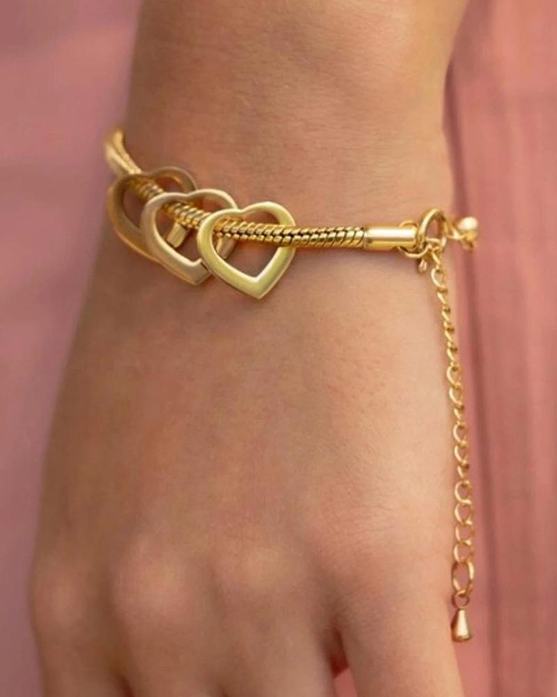 

1pc Hollow Out Heart Decor Bracelet Anklet, Gold