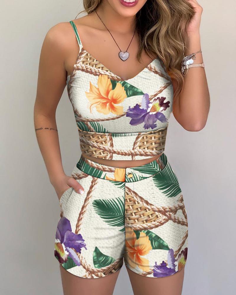 

Cami Floral Print Shorts Set, Multicolor
