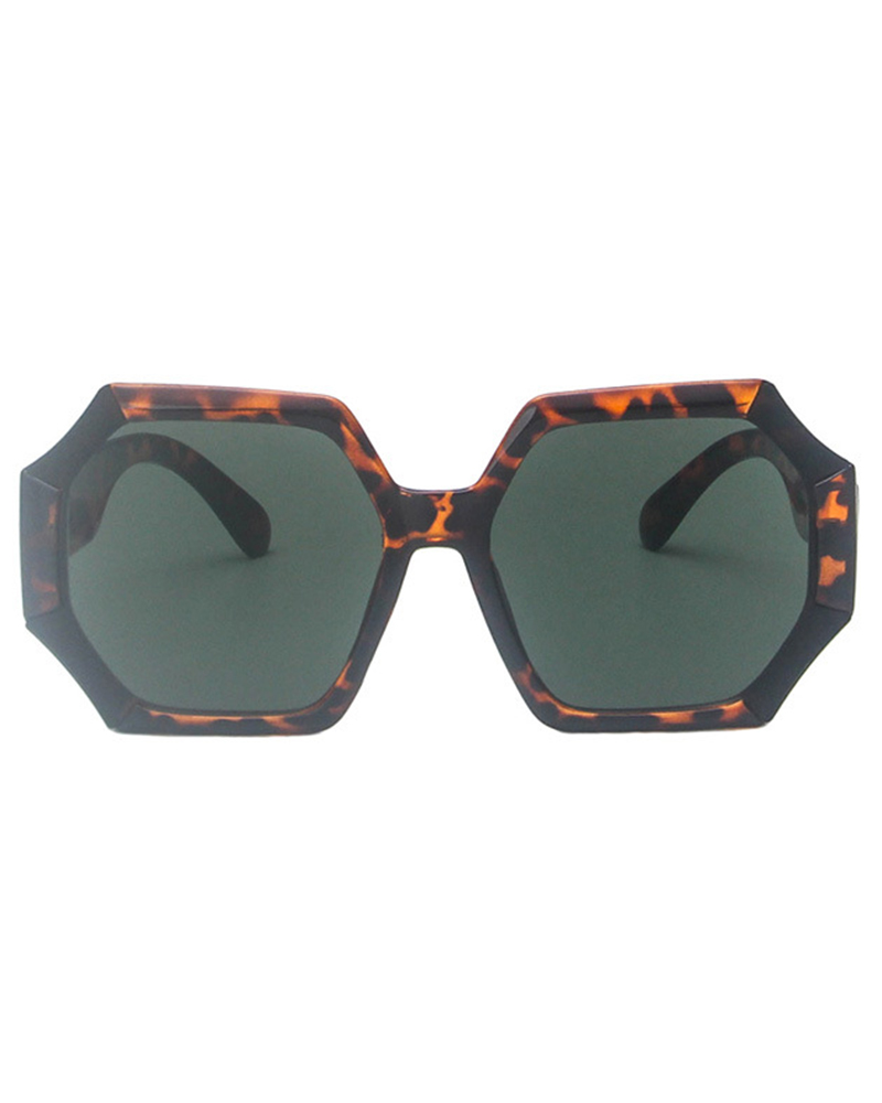 

1Pair Geometric Asymmetrical Trendy Street Sunglasses, Leopard