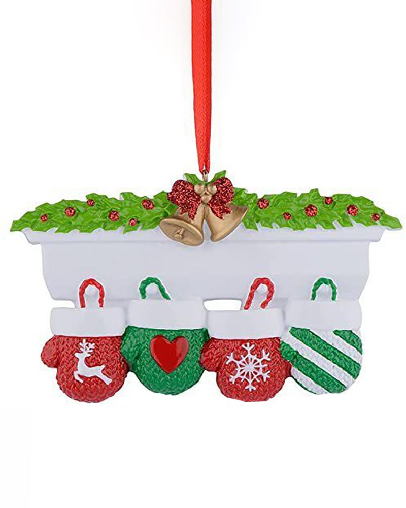 

Mitten Family Christmas Tree Ornament 2021 Knit Winter Stocking Gloves Parent Children Friend Glitter Gift, Style4