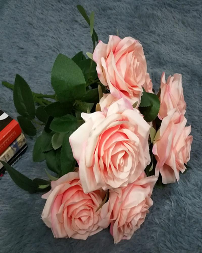 

Artificial Flowers Silk Roses Fake Bridal Wedding Bouquet for Home Garden Party Floral Decor 10 Pcs, Pink
