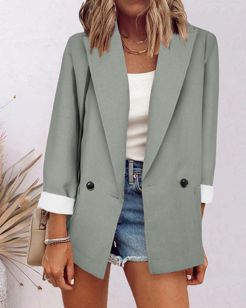 

Long Sleeve Pocket Detail Blazer, Gray