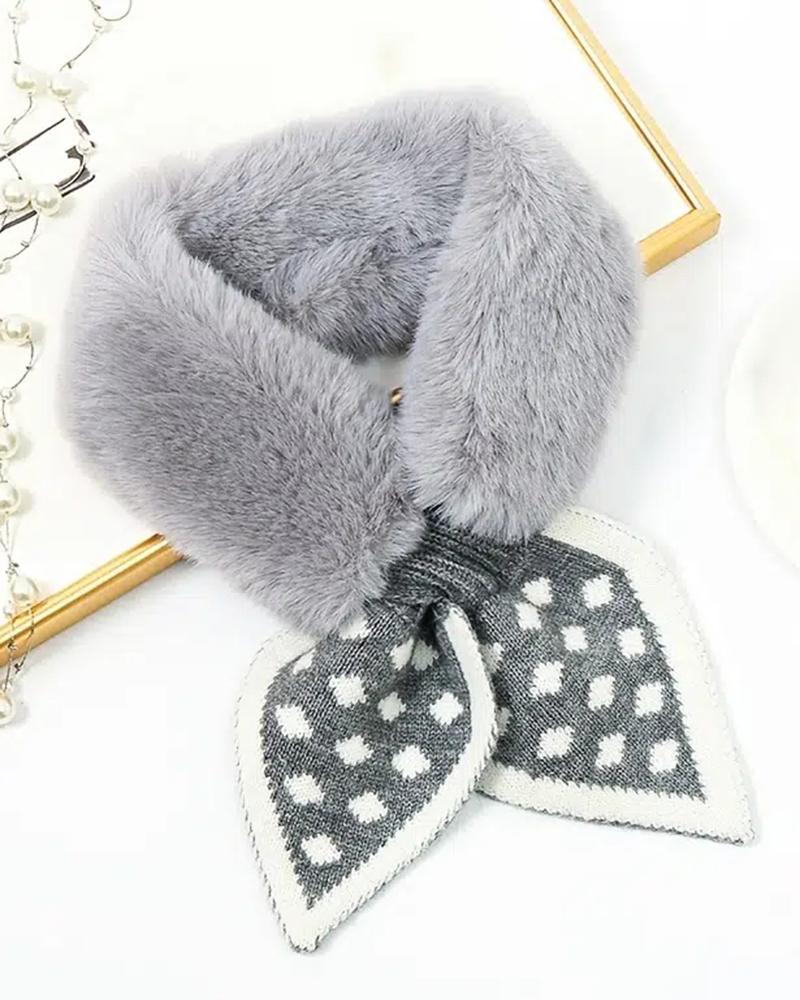 

Boy Girl Baby Cute Collar Child Warm Soft Fashion Plush Winter Fuzzy Scarf, Gray