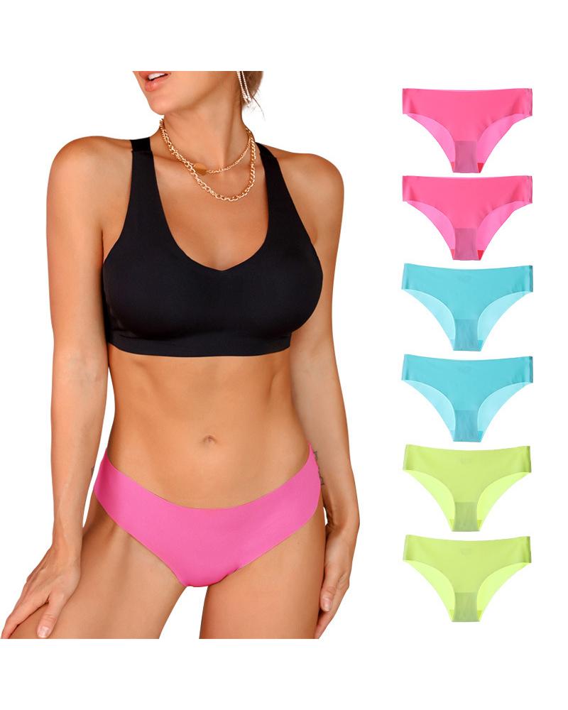 

Skinny Low Waist Solid Color Seamless Panties, Hot pink