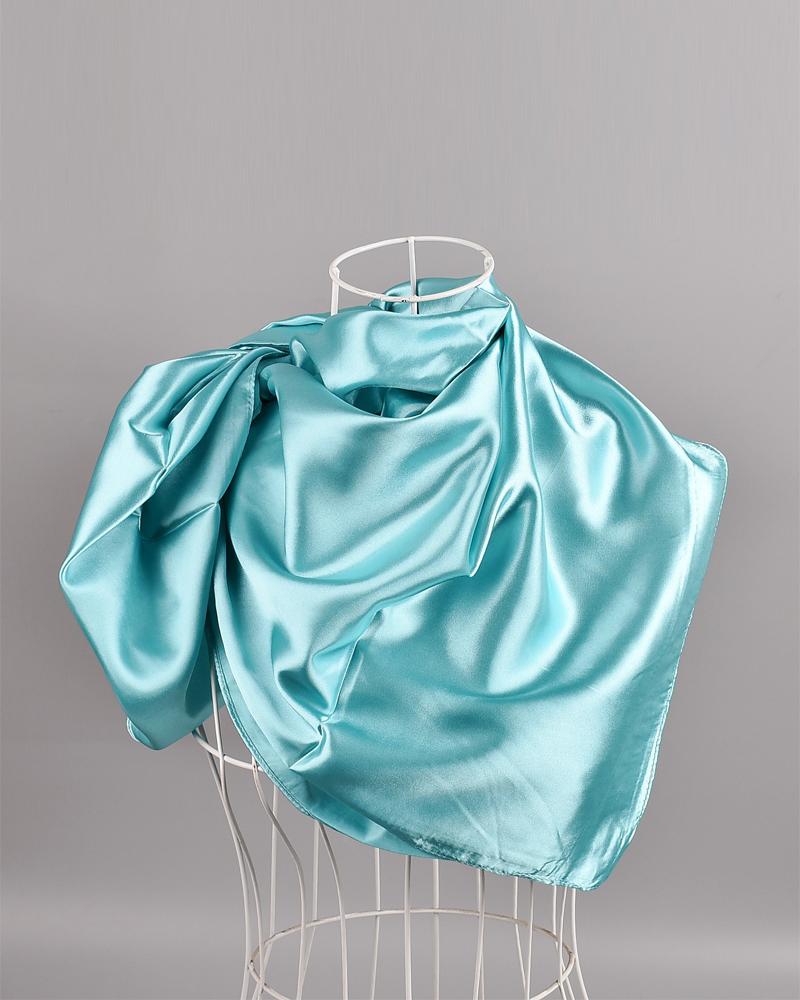 

Plain Satin Square Scarf Headband, Lighted blue