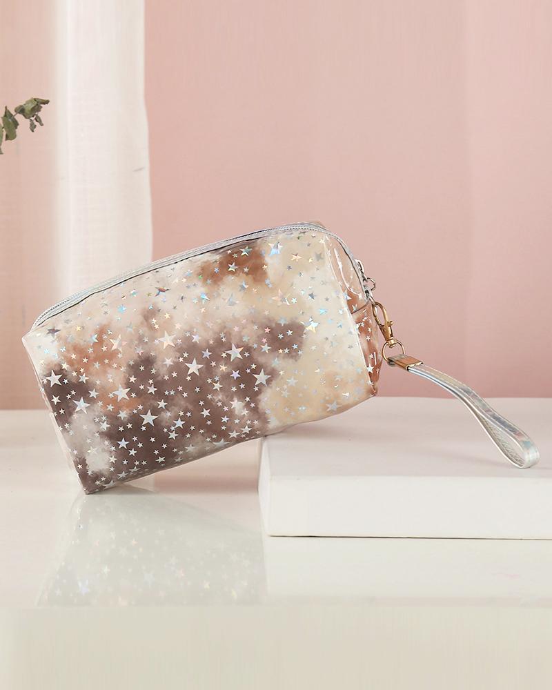 

Galaxy Print Makeup Bag Portable Cosmetic Beauty Travel Pouch Multifunctional Case Toiletry Organizer, Brown