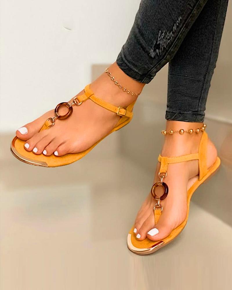 

Ring Embellished Thong Sandals, Yellow