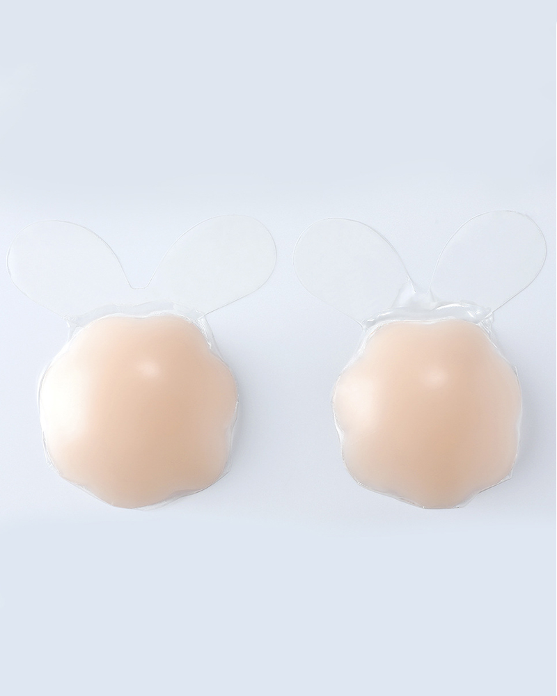 

1Pair Clear Bunny Ears Sticky Bra Adhesive Silicone Pasties Nipple Covers, Nude