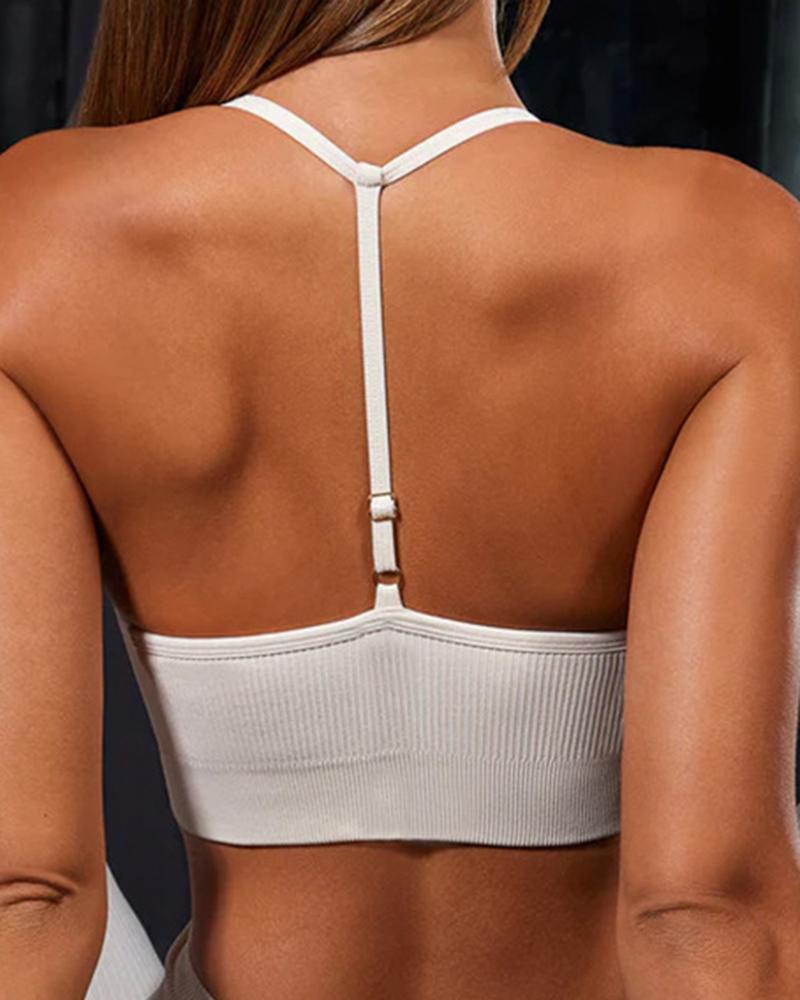 

Padded Seamless Yoga Sports Bra Top, White