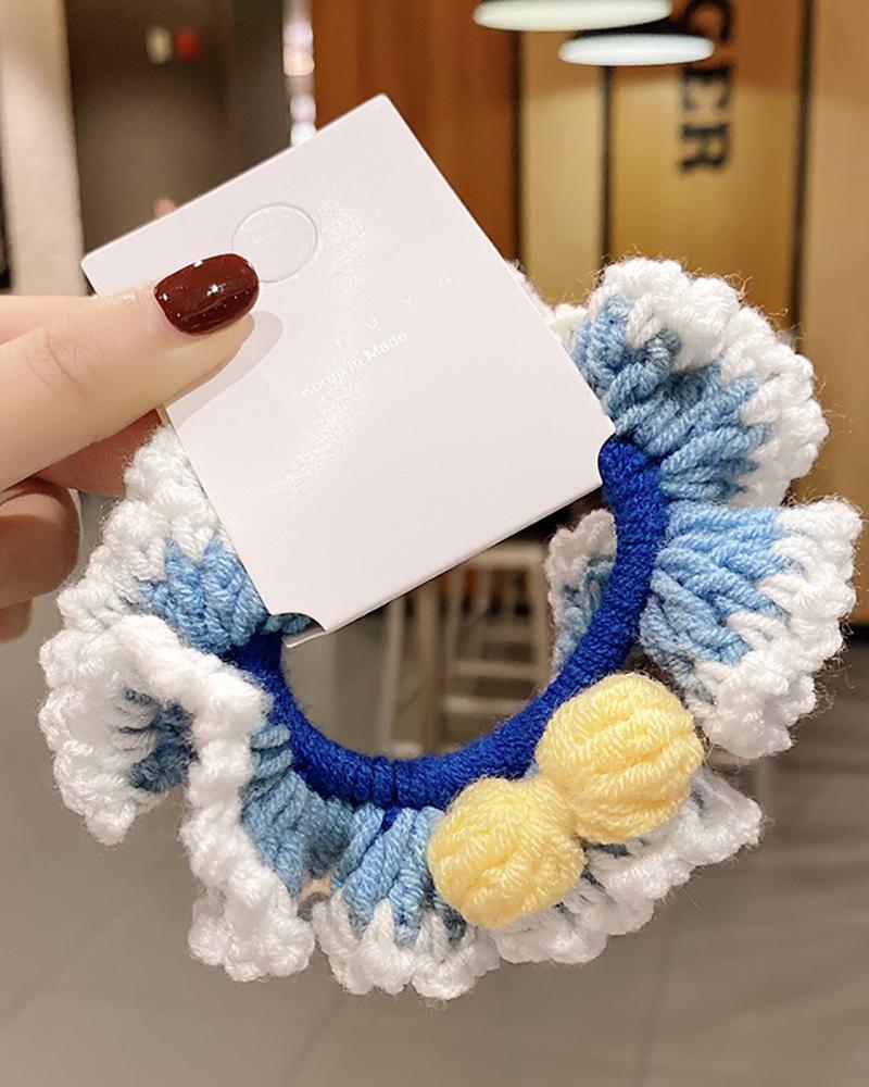 

Knit Snow White Scrunchie, Blue
