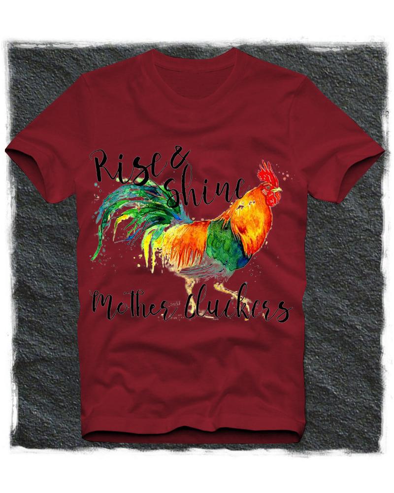 

Rooster Patterns Print Short Sleeve Loose T-shirts, Red