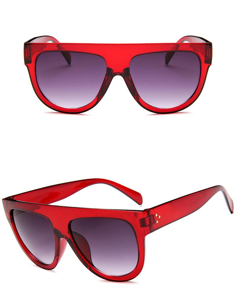 

1Pair Leopard Flat Top Gradient Color Sunglasses, Wine red