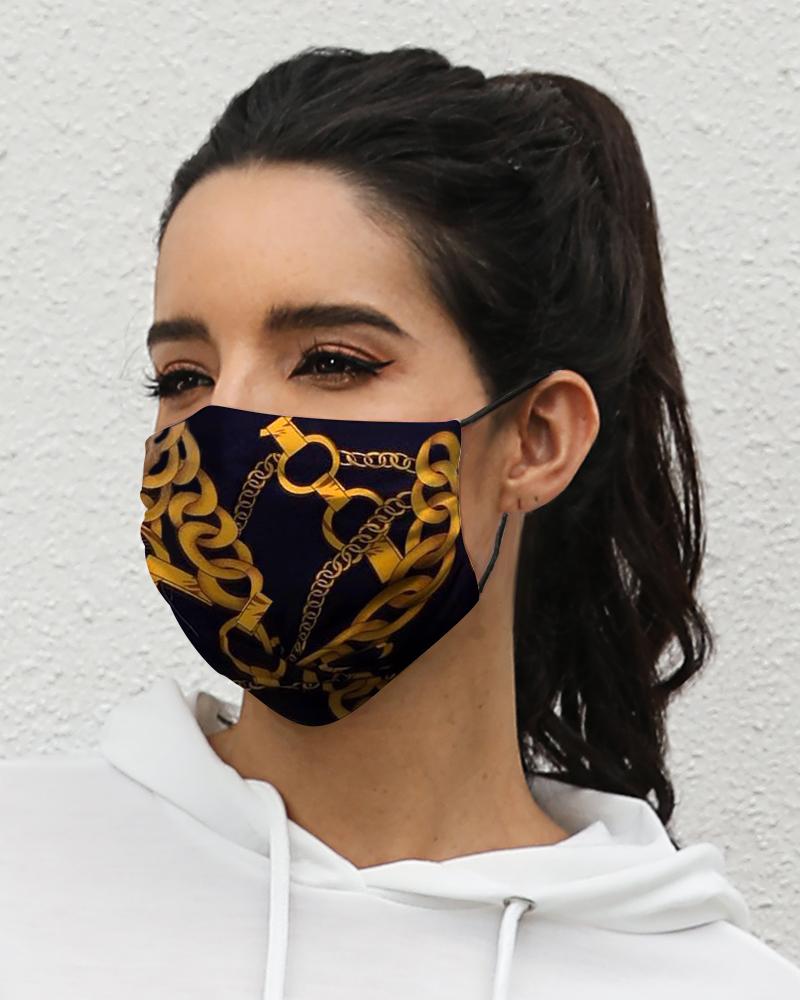 

Chain Print Breathable Mouth M .a. s. k Washable And Reusable, Black