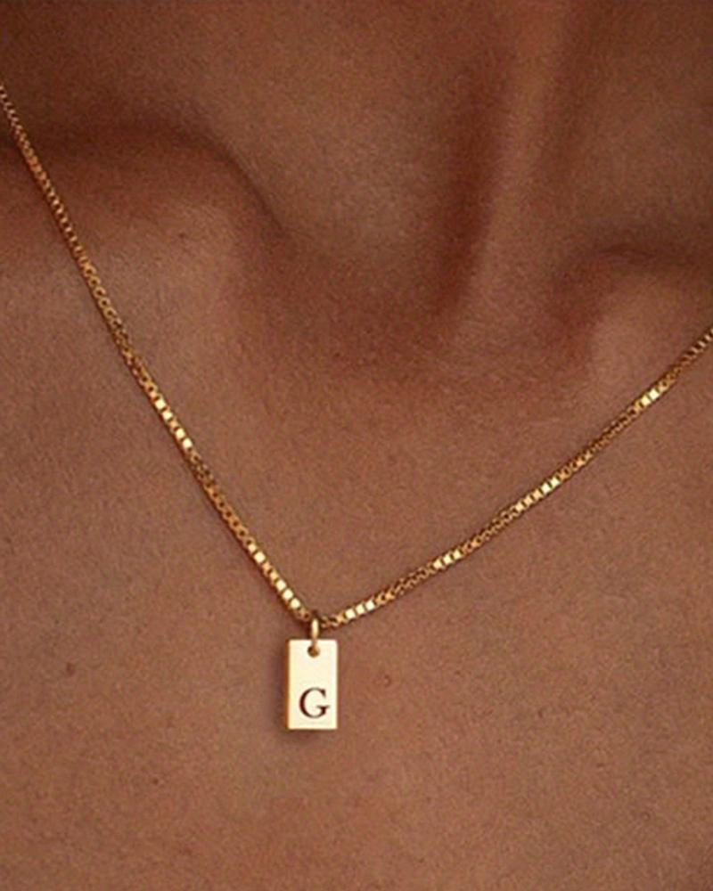 

1pc Alphabet Letter Engraved Pendent Necklace, Style7