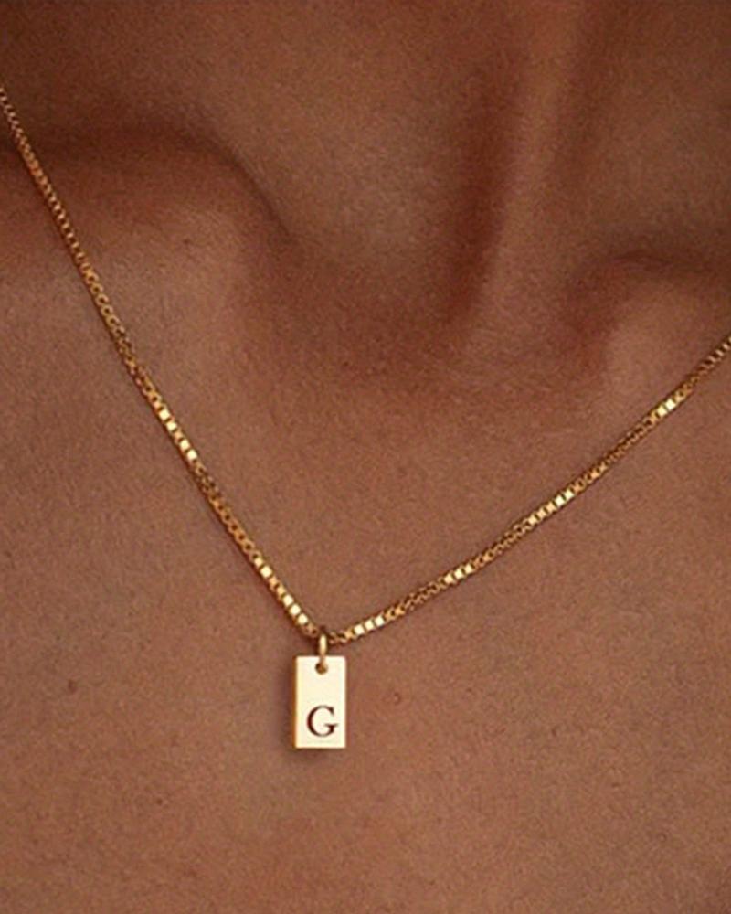 

1pc Alphabet Letter Engraved Pendent Necklace, Style7