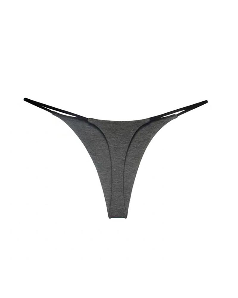 

Striped Print/ Plain Low Waist Skinny Panty, Gray