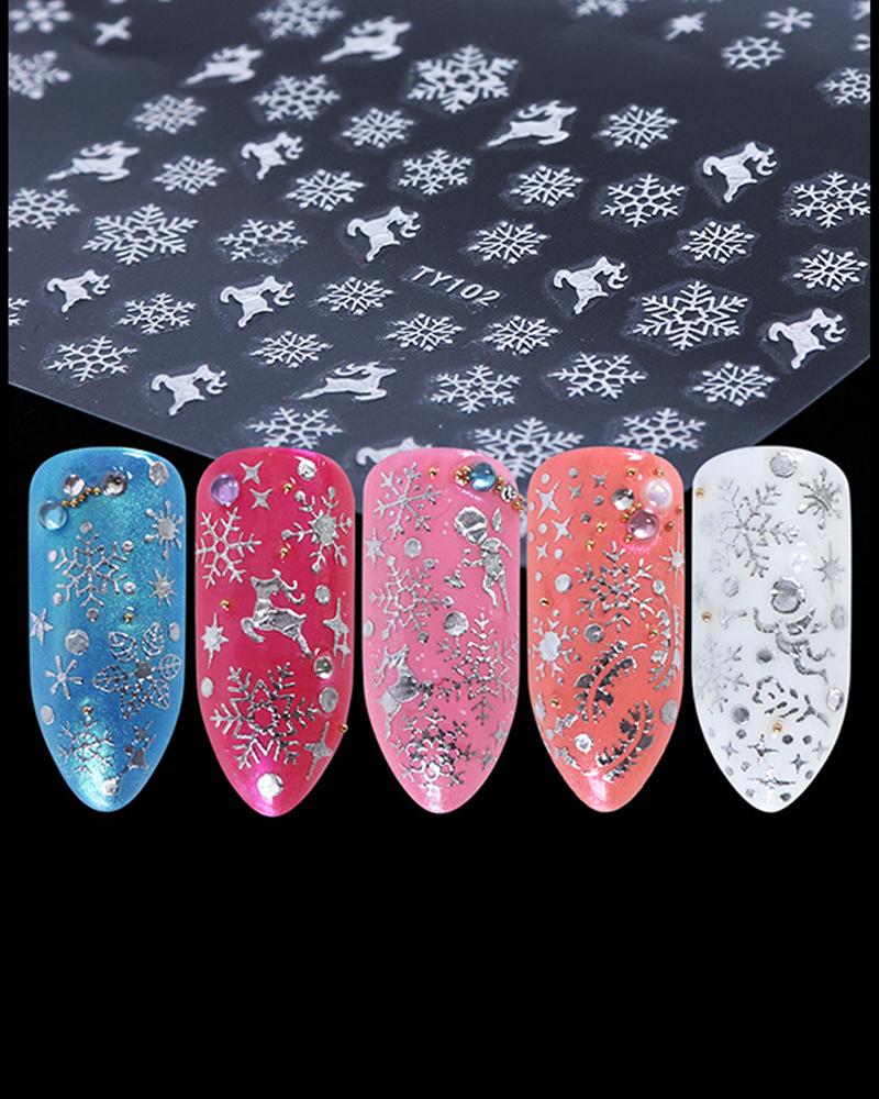 

1 Sheet Christmas Pattern Nail Art Sticker, White