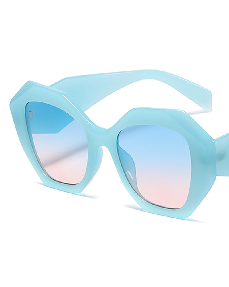 

Tinted Lens Irregular Frame Sunglasses, Blue