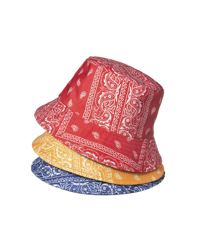 

Paisley Print Bucket Hat Outdoor Sun UV Protection Casual Fishing Cap, Red